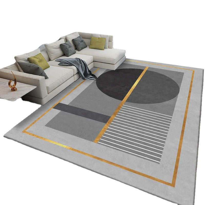 Gorgeous Grey Carpet Polyester Geometry Carpet Washable Carpet for Living Room