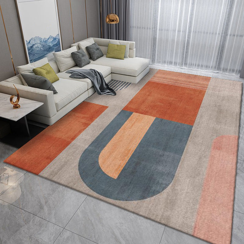 Gorgeous Grey Carpet Polyester Geometry Carpet Washable Carpet for Living Room