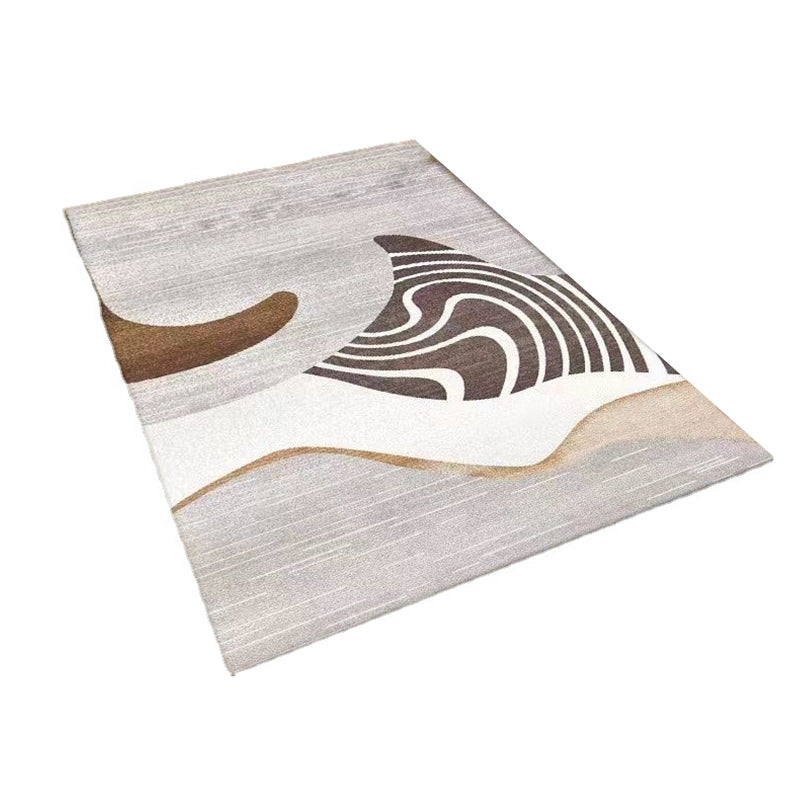 Brown Modern Rug Polyester Pattern Rug Washable Indoor Rug for Drawing Room