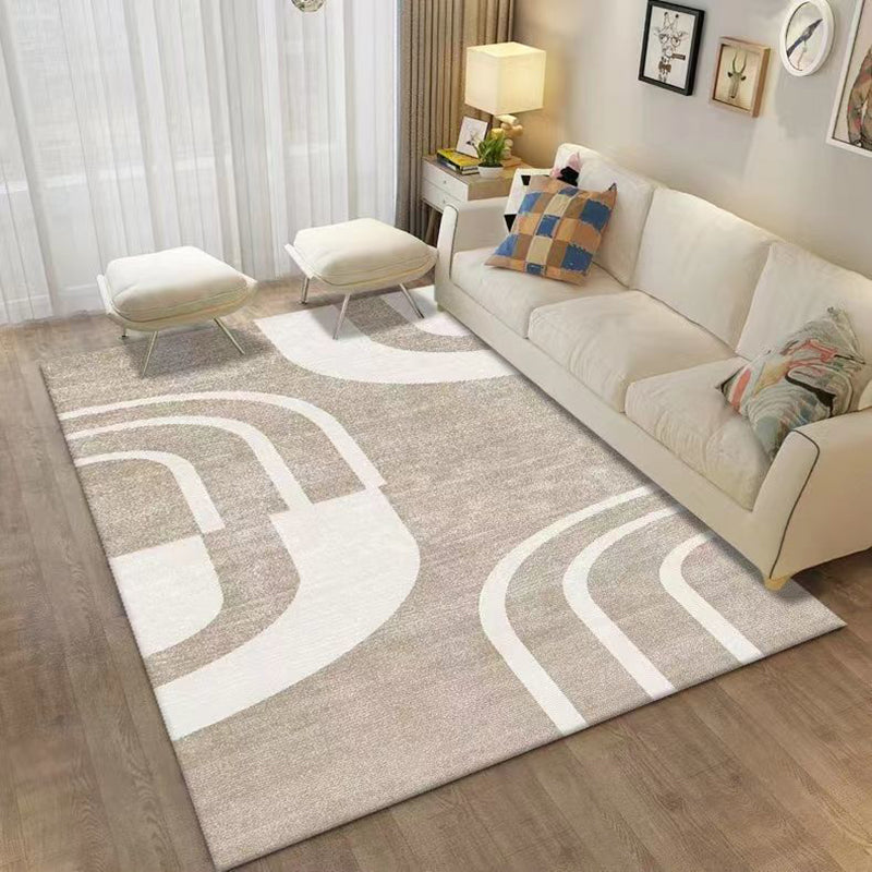 Brown Modern Rug Polyester Pattern Rug Washable Indoor Rug for Drawing Room