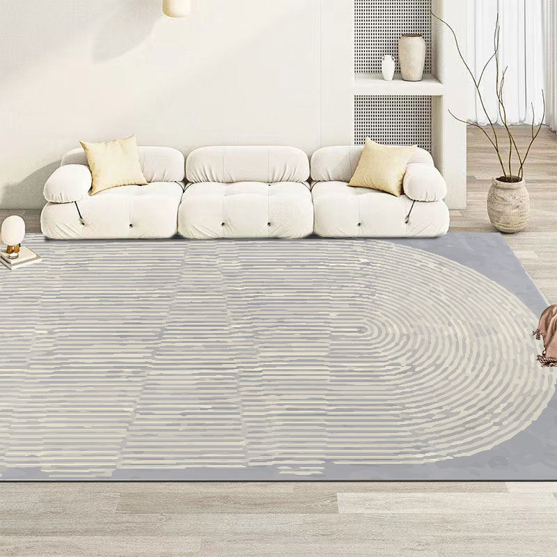 Simple Striped Rug Polyester Green Rug Tear Resistant Rug for Living Room