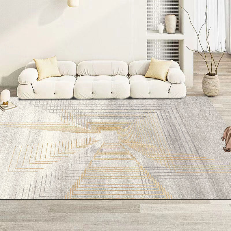 Simple Striped Rug Polyester Green Rug Tear Resistant Rug for Living Room