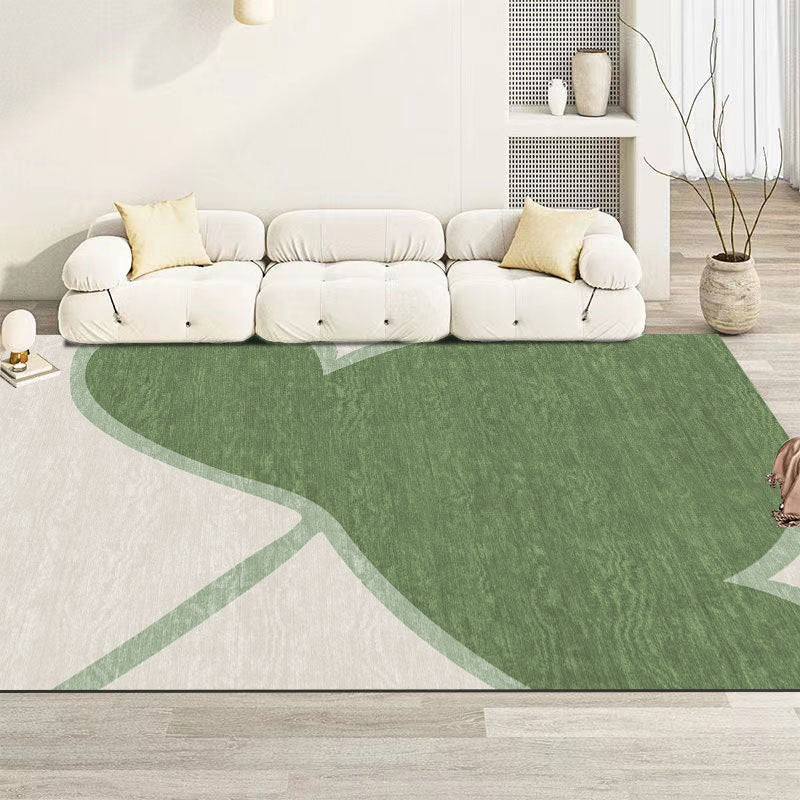 Simple Striped Rug Polyester Green Rug Tear Resistant Rug for Living Room