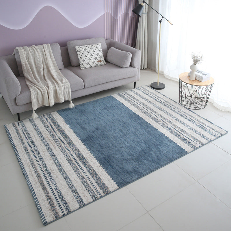 Grey Modern Carpet Polyester Striped Carpet Washable Carpet for Living Room