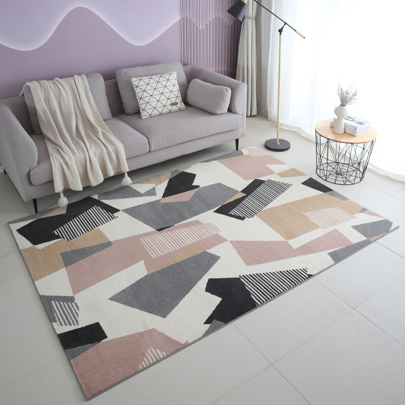 Grey Modern Carpet Polyester Striped Carpet Washable Carpet for Living Room