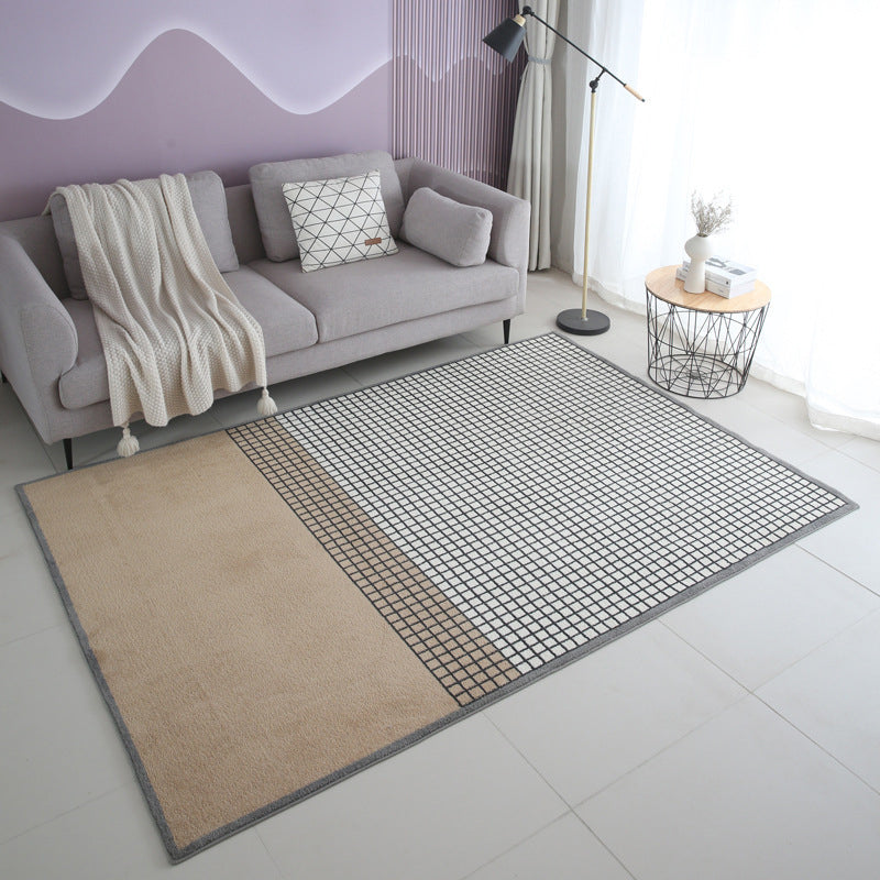 Grey Modern Carpet Polyester Striped Carpet Washable Carpet for Living Room