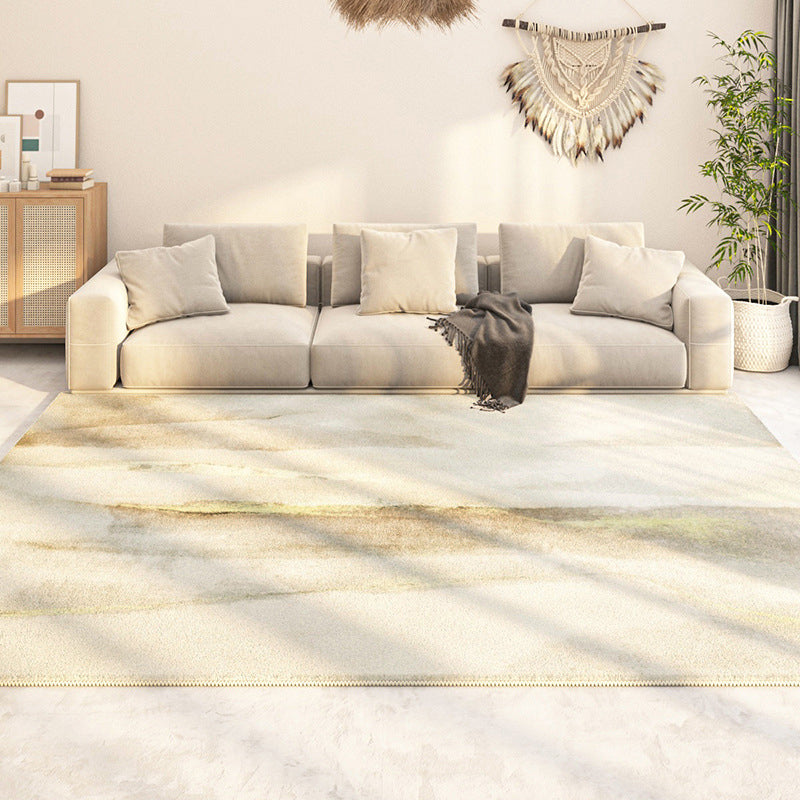 Beige Graphic Rug Polyester Modern Indoor Rug Washable Rug for Living Room