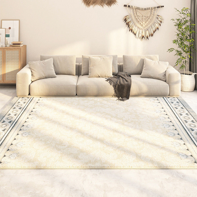 Beige Graphic Rug Polyester Modern Indoor Rug Washable Rug for Living Room