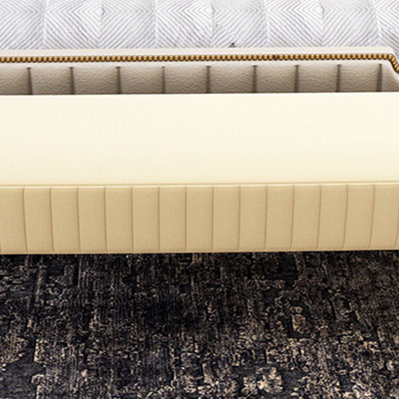 Contemporary Upholstered Bench Oval 16.5" Height Bedroom Bench with Metal Legs