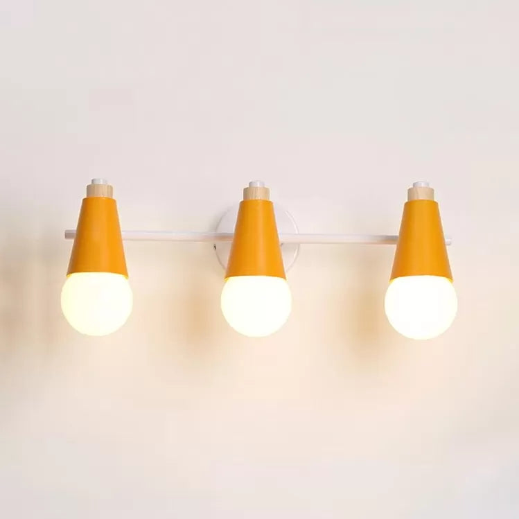 Metal Sweet Cone Wall Light Bathroom 3 Lights Nordic Style Wall Sconce