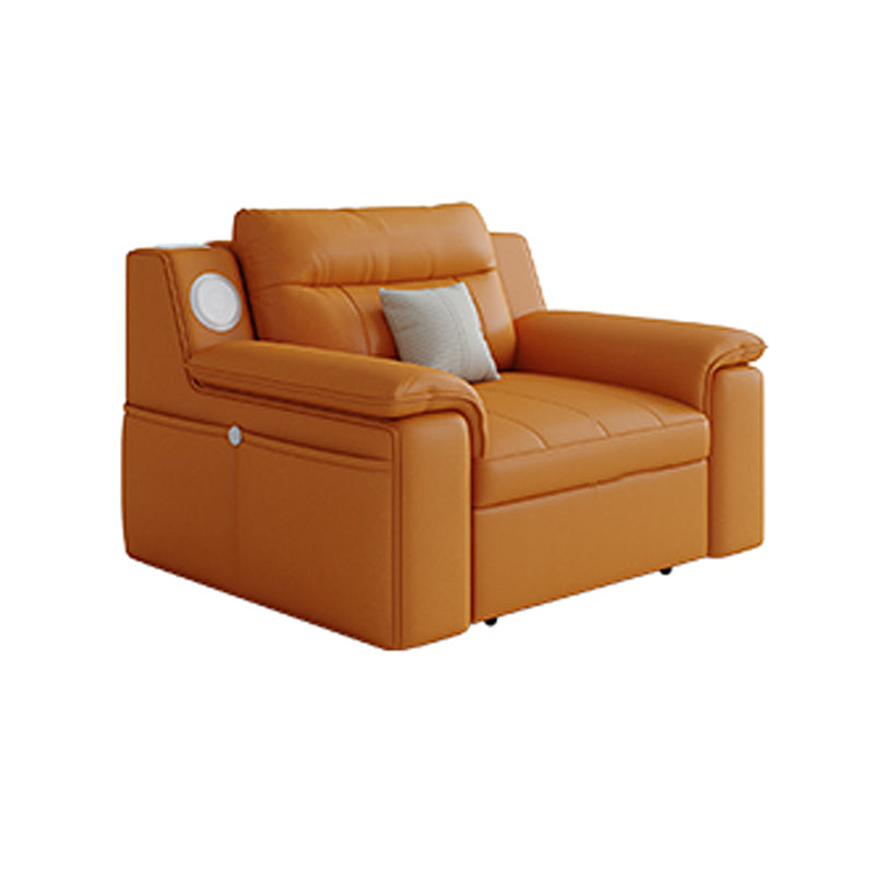 32" Wide Contemporary Futon Sofa Bed Orange Pillow Back Sleeper Sofa
