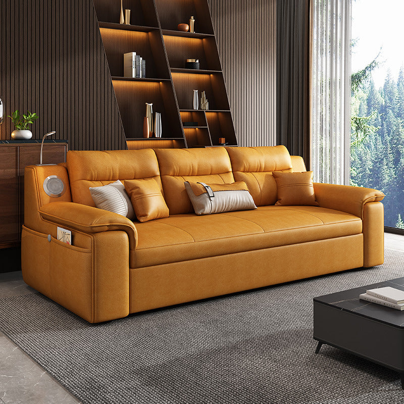 32" Wide Contemporary Futon Sofa Bed Orange Pillow Back Sleeper Sofa