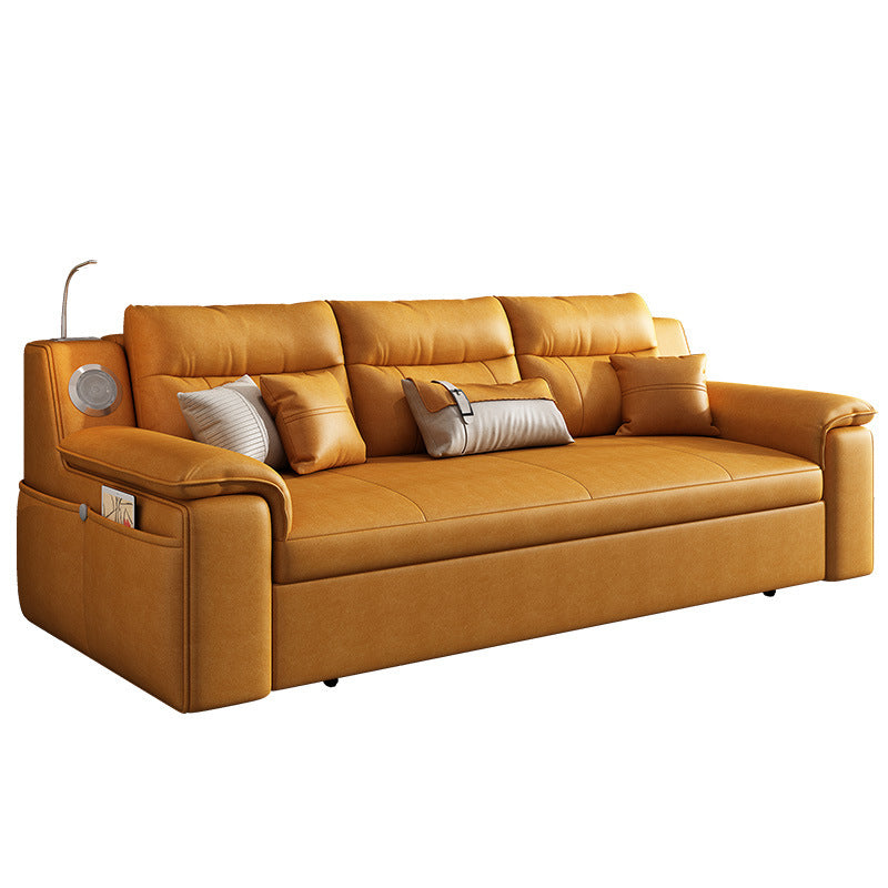 32" Wide Contemporary Futon Sofa Bed Orange Pillow Back Sleeper Sofa