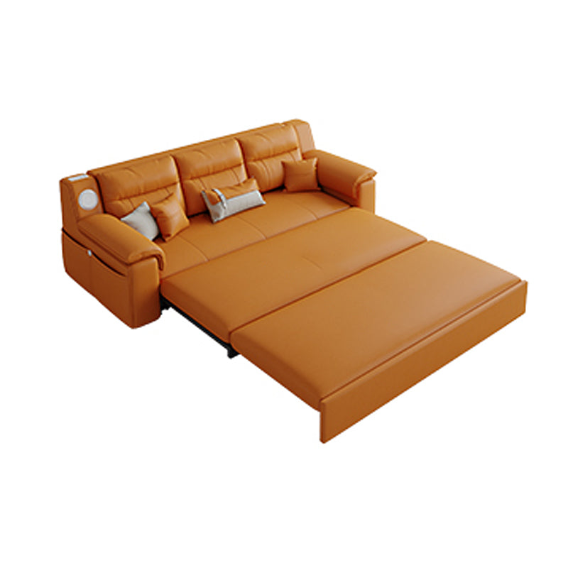 32" Wide Contemporary Futon Sofa Bed Orange Pillow Back Sleeper Sofa
