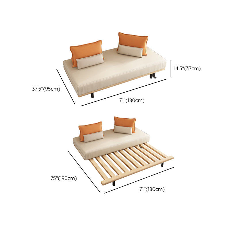 Modern Convertible Sofa Bed Armless Sofa with Pillows in Beige