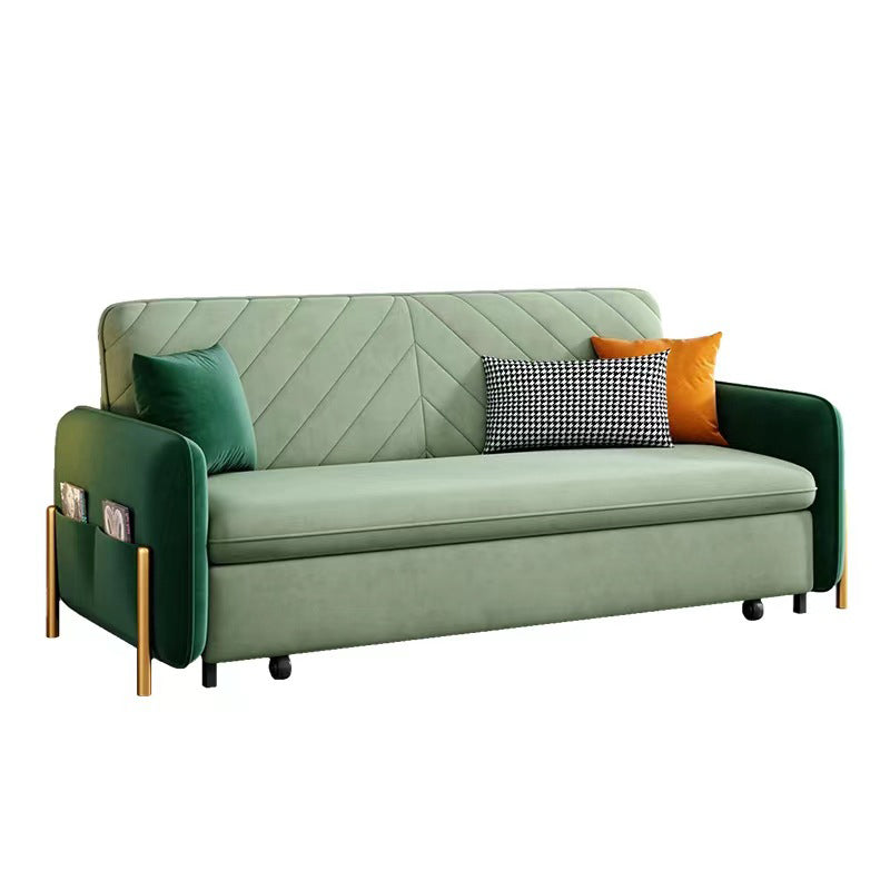 31" Wide Glam Futon Sofa Bed Green Futon Sleeper Sofa with Storage