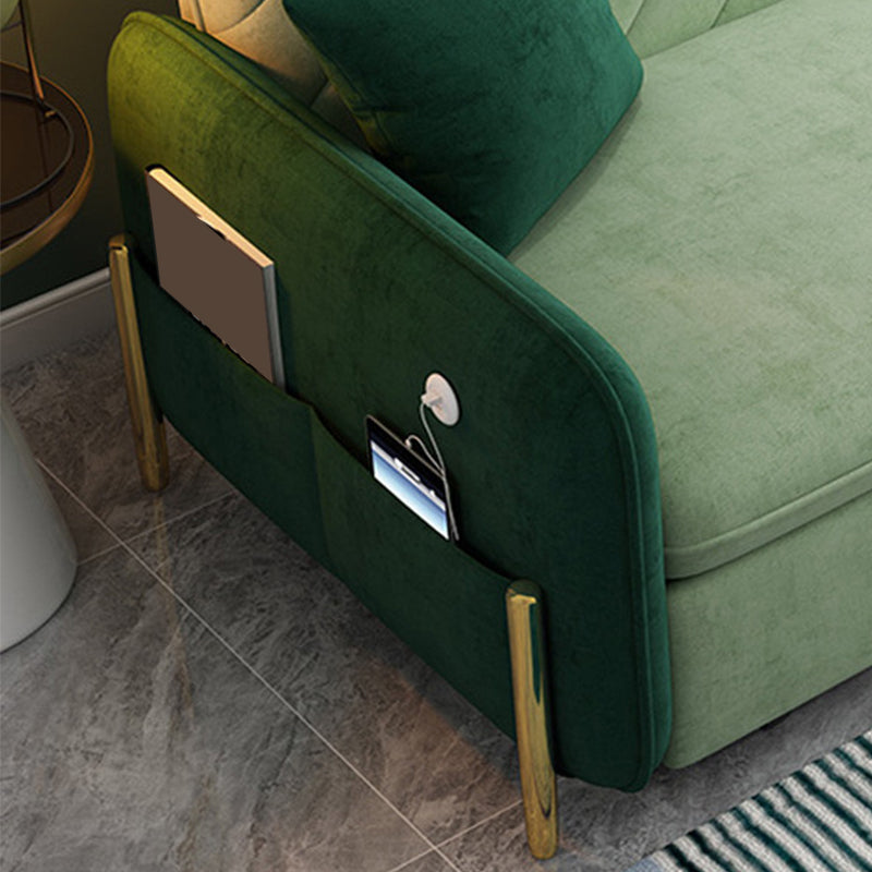 31" Wide Glam Futon Sofa Bed Green Futon Sleeper Sofa with Storage