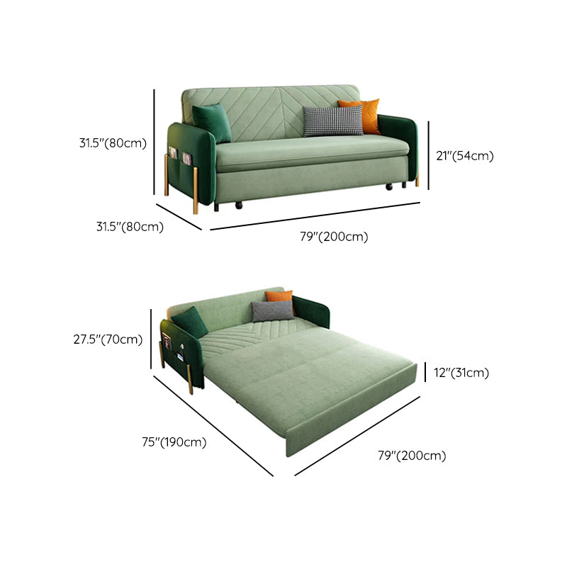 31" Wide Glam Futon Sofa Bed Green Futon Sleeper Sofa with Storage