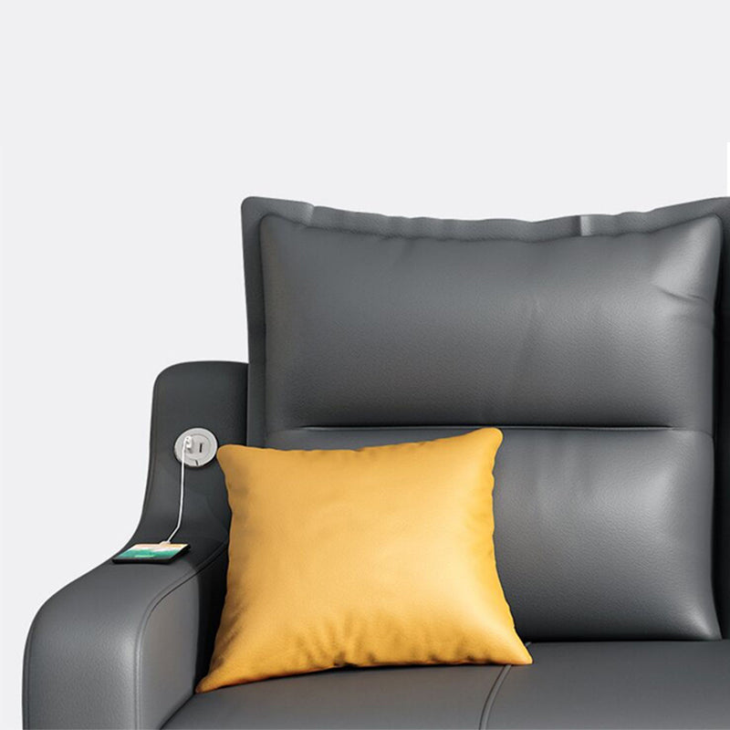 31" Wide Contemporary Futon Sofa Bed Gray Pillow Back Sleeper Sofa