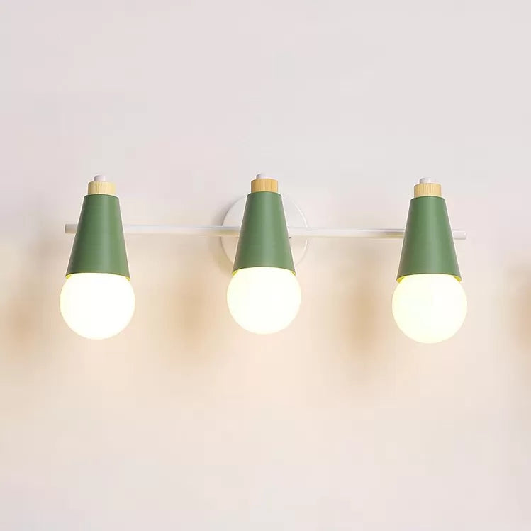 Metal Sweet Cone Wall Light Bathroom 3 Lights Nordic Style Wall Sconce