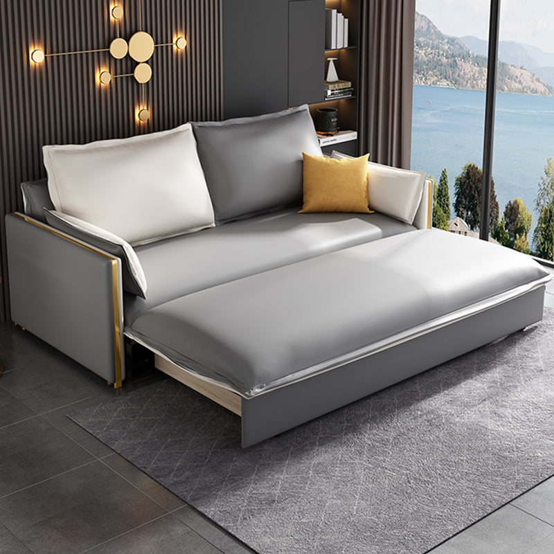 31" Wide Glam Futon Sofa Bed Gray Futon Sleeper Sofa with Storage