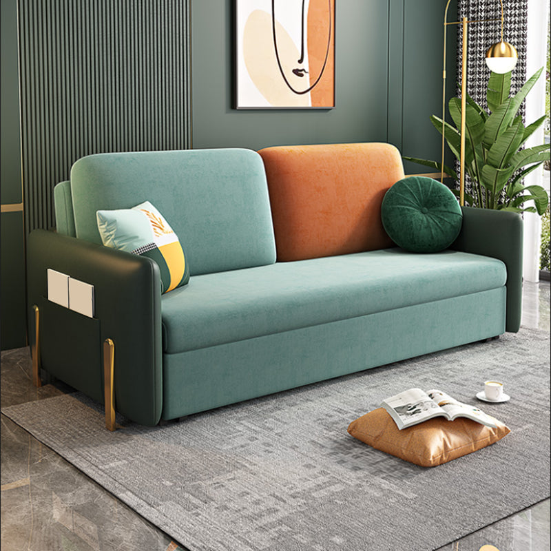 34" Wide Glam Futon Sofa Bed Green Futon Sleeper Sofa with Storage