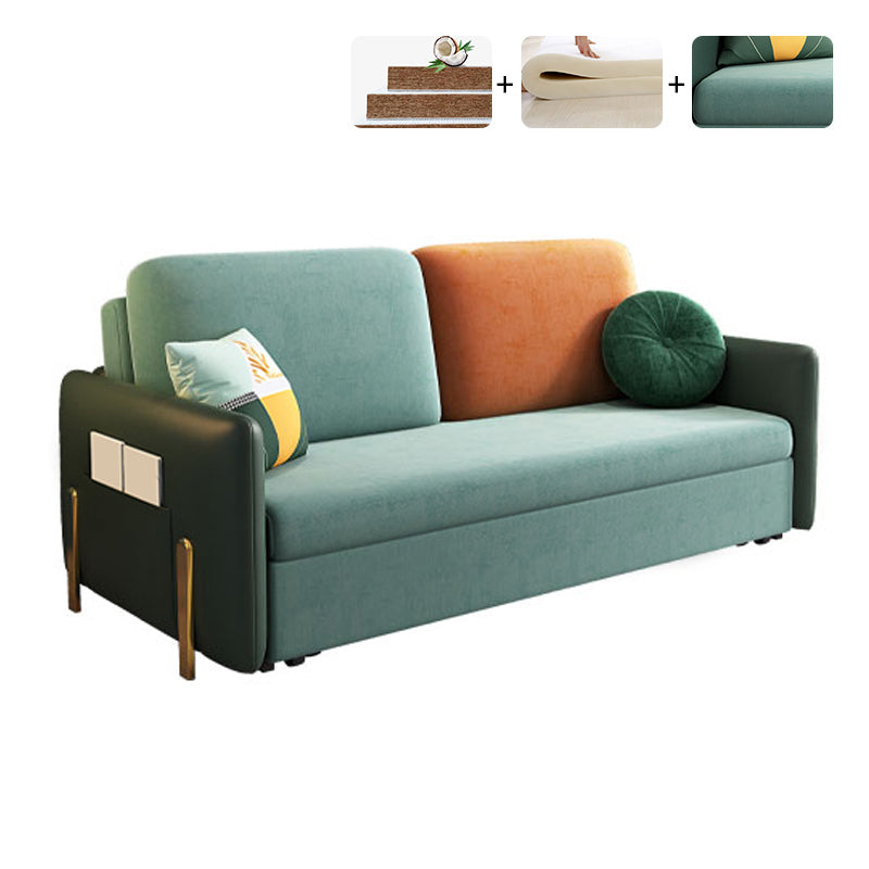 34" Wide Glam Futon Sofa Bed Green Futon Sleeper Sofa with Storage