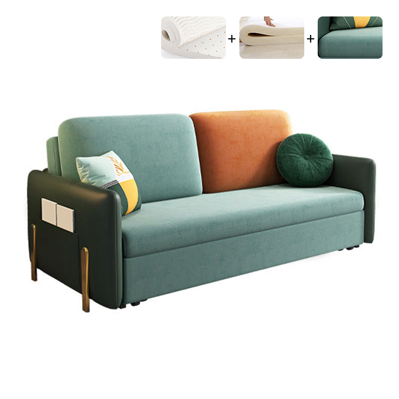 34" Wide Glam Futon Sofa Bed Green Futon Sleeper Sofa with Storage