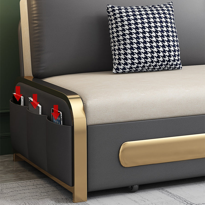 33" Wide Glam Futon Sofa Bed White Futon Sleeper Sofa with Storage