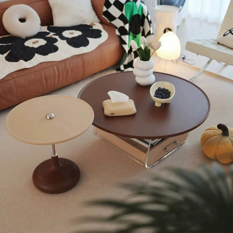 Contemporary Coffee Table Round Wooden Coffee Cocktail Table