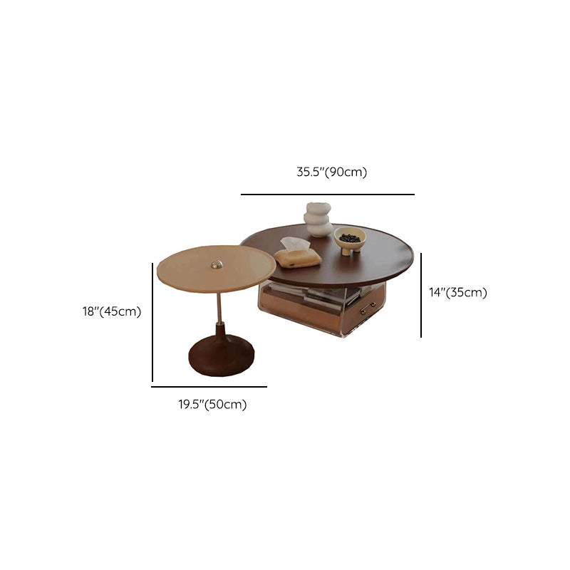 Contemporary Coffee Table Round Wooden Coffee Cocktail Table