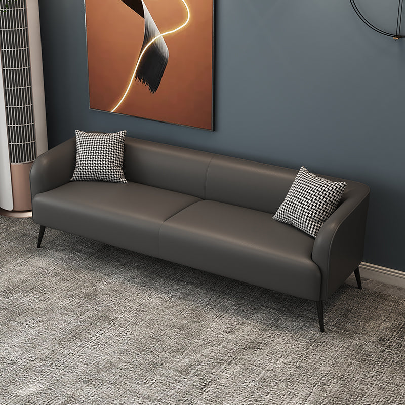 Stain Resistant Faux Leather Sofa Tuxedo Arm Sofa for Living Room