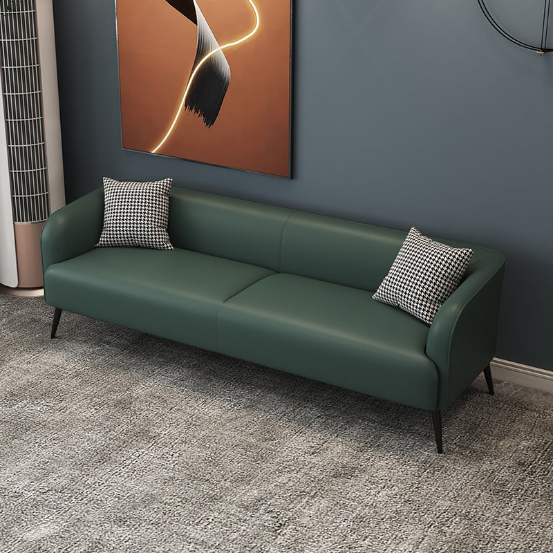 Stain Resistant Faux Leather Sofa Tuxedo Arm Sofa for Living Room