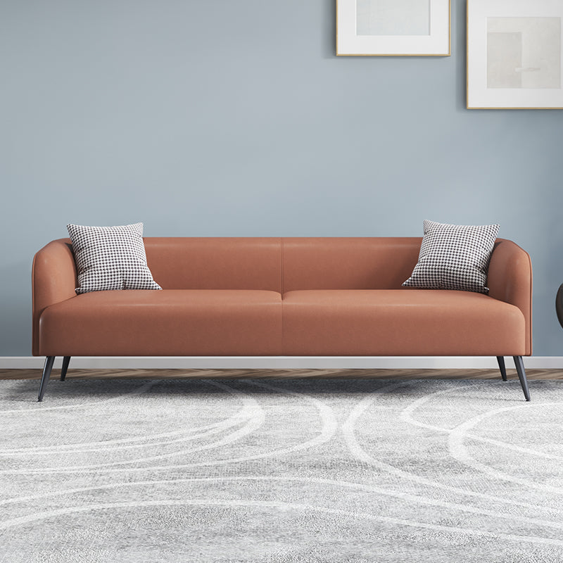 Stain Resistant Faux Leather Sofa Tuxedo Arm Sofa for Living Room