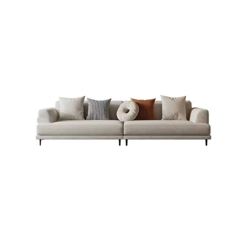 Contemporary Fabric Seating Square Arm Sofa with Pillows in White
