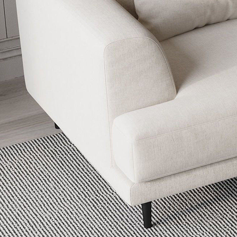 Contemporary Fabric Seating Square Arm Sofa with Pillows in White