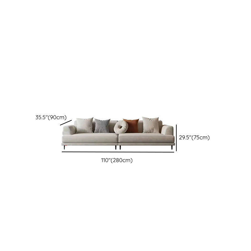 Contemporary Fabric Seating Square Arm Sofa with Pillows in White