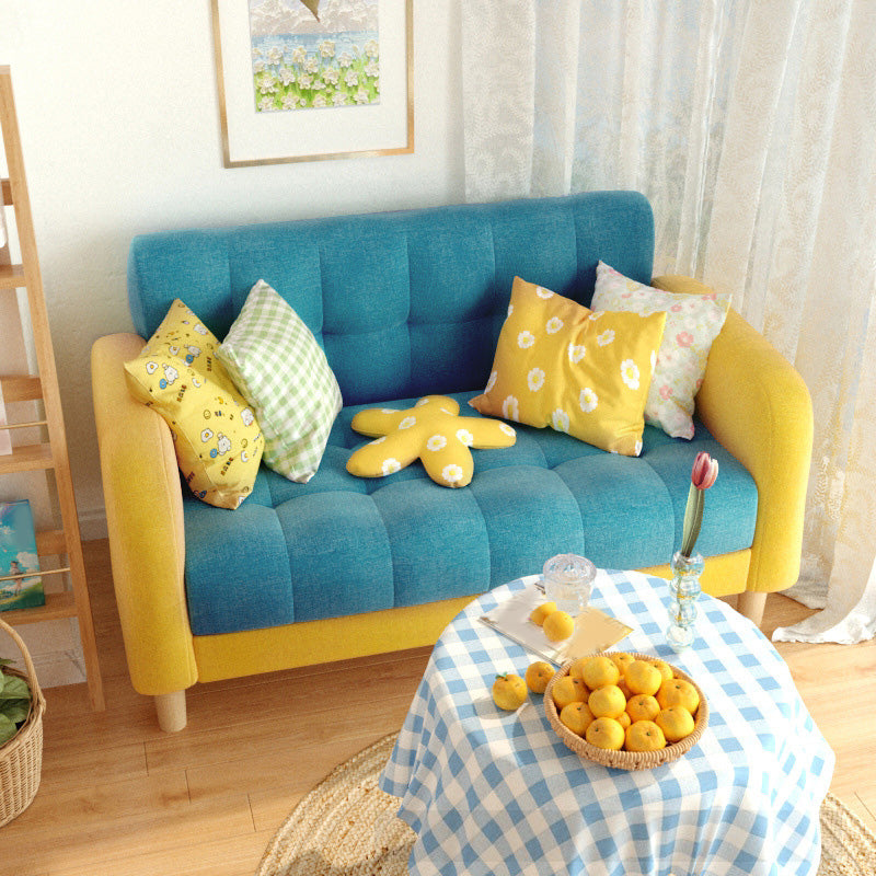 27.55" High Square Arm Sofa Chenille Sofa with Biscuit Back for Apartment