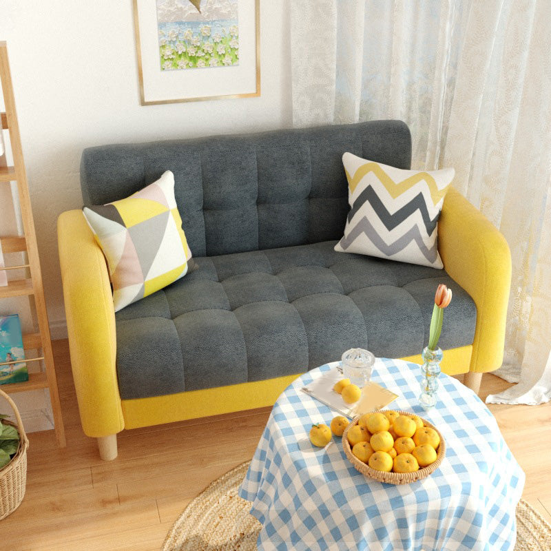 27.55" High Square Arm Sofa Chenille Sofa with Biscuit Back for Apartment