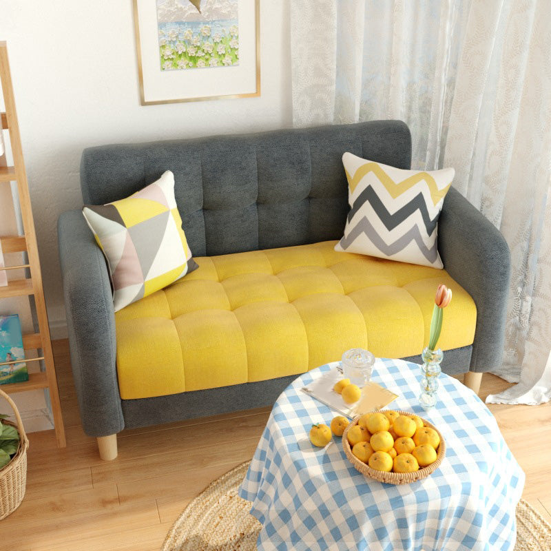 27.55" High Square Arm Sofa Chenille Sofa with Biscuit Back for Apartment