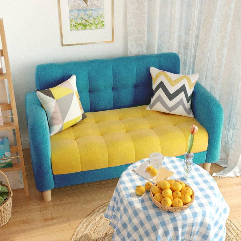 27.55" High Square Arm Sofa Chenille Sofa with Biscuit Back for Apartment