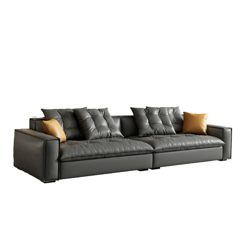 Mid Century Modern Seating with Pillows Sofa Tuxedo Arm in Gray