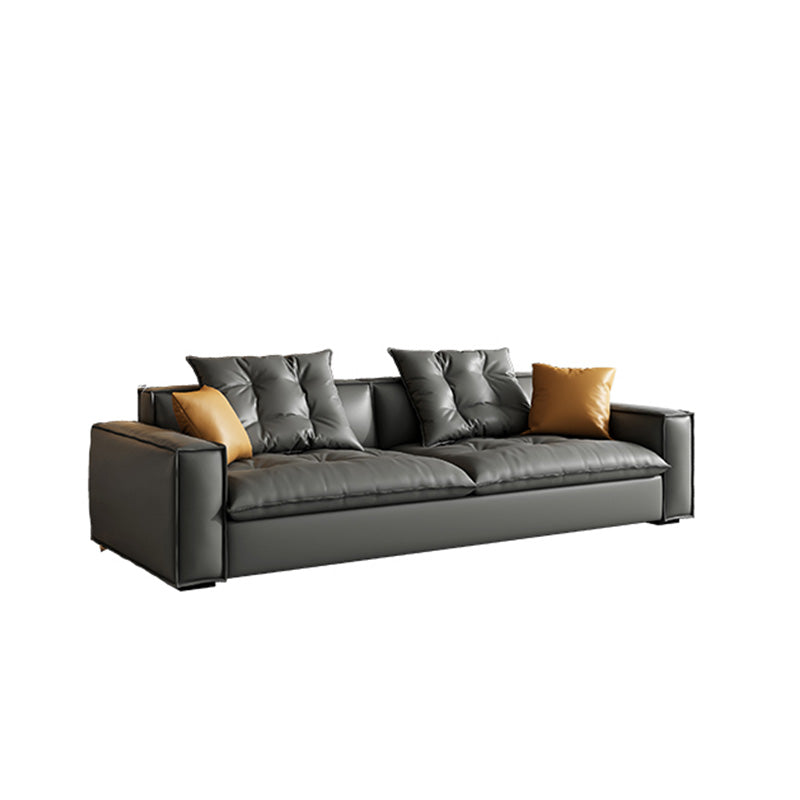 Mid Century Modern Seating with Pillows Sofa Tuxedo Arm in Gray
