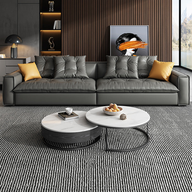Mid Century Modern Seating with Pillows Sofa Tuxedo Arm in Gray