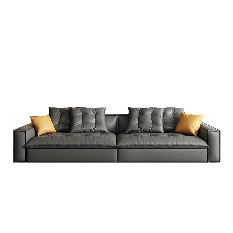 Mid Century Modern Seating with Pillows Sofa Tuxedo Arm in Gray