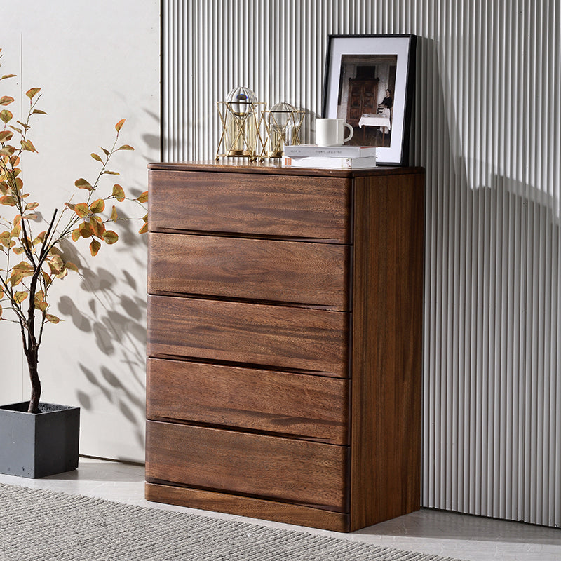 Mid-Century Modern Accent Chest with 5 Drawers Rectangle Chest