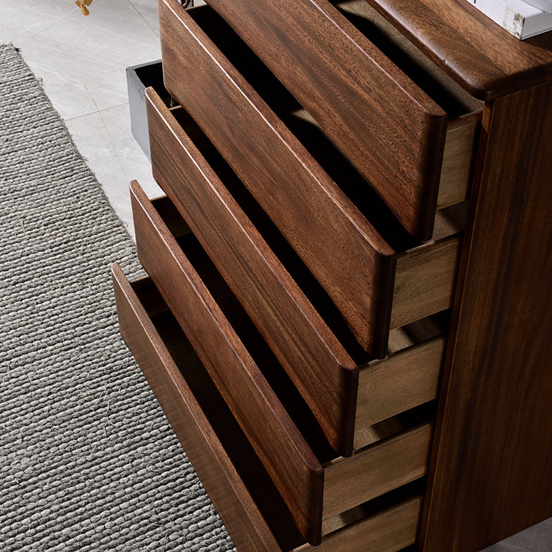 Mid-Century Modern Accent Chest with 5 Drawers Rectangle Chest