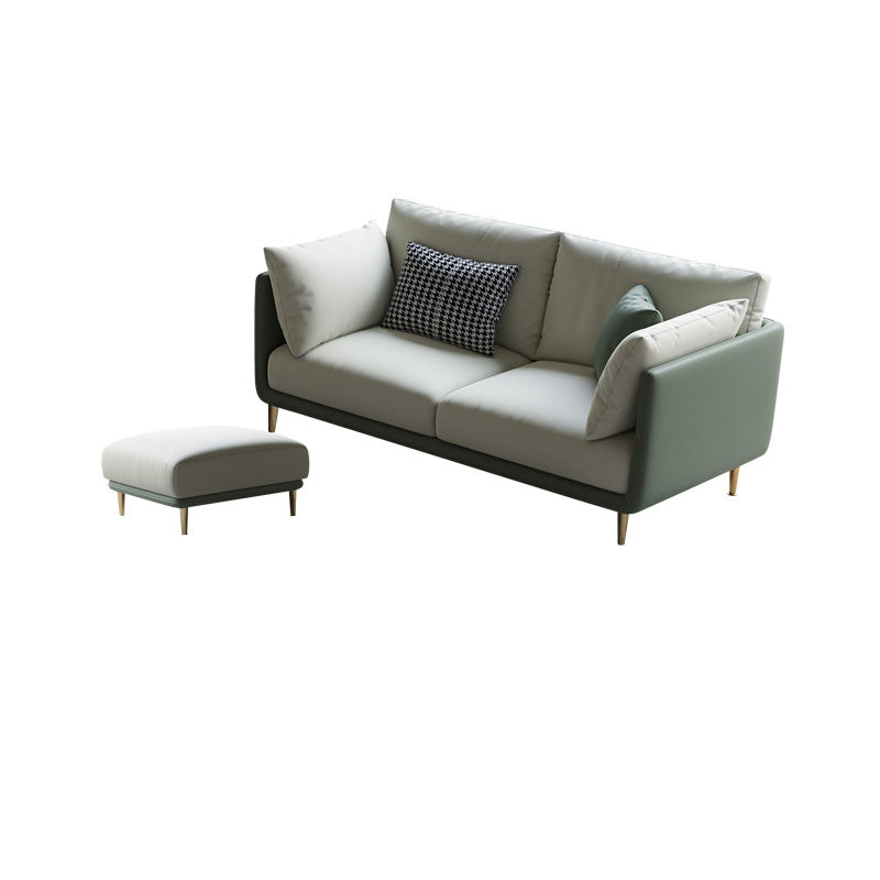 Contemporary Faux Leather Sofa with Pillows Back and Pillow Top Arm