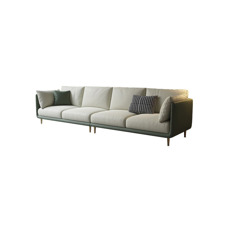 Contemporary Faux Leather Sofa with Pillows Back and Pillow Top Arm