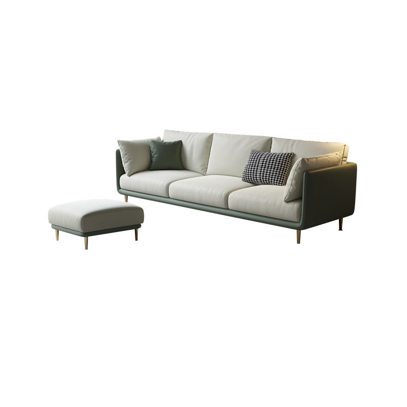 Contemporary Faux Leather Sofa with Pillows Back and Pillow Top Arm